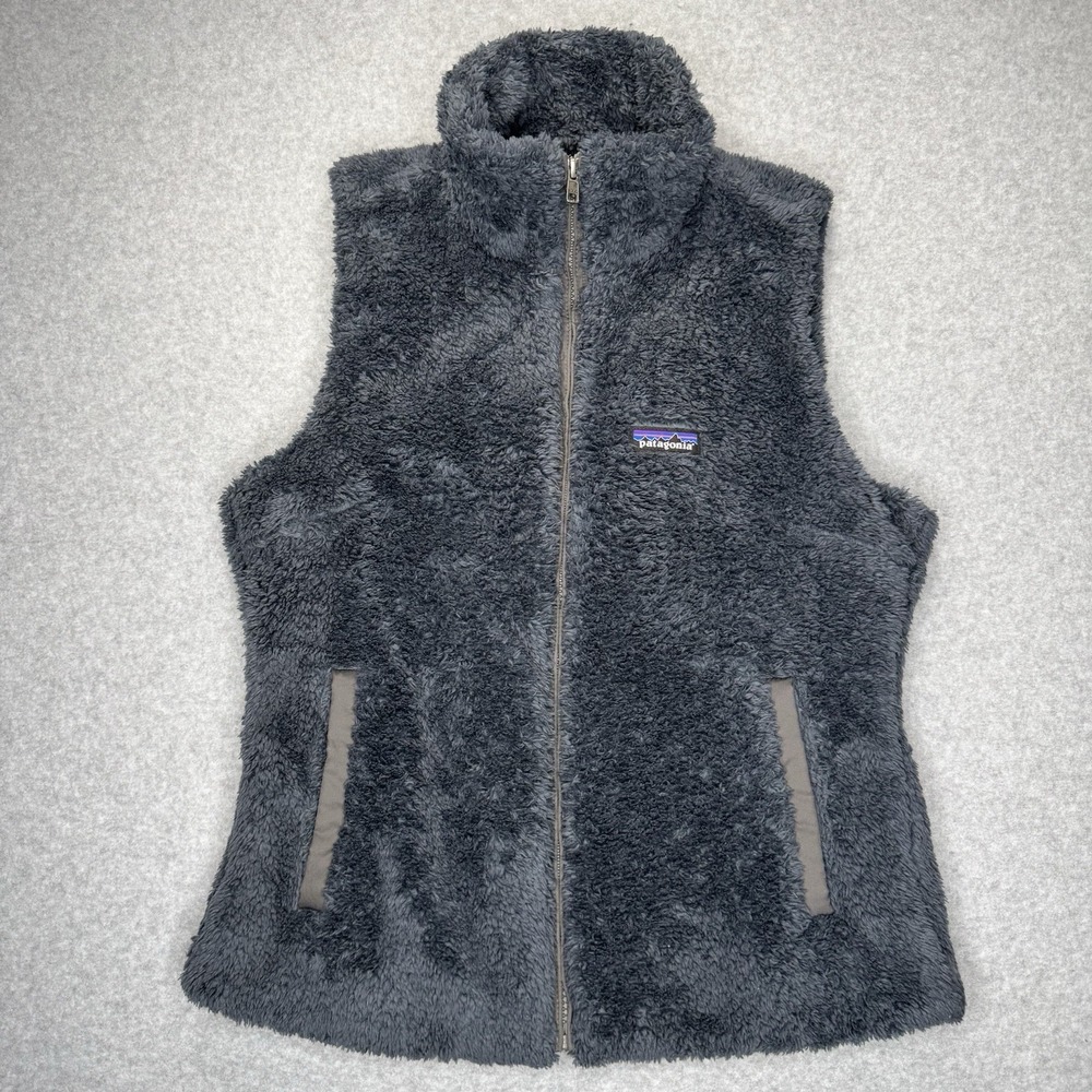Patagonia Los Gatos Full Zip Fleece Sherpa Vest Womens Medium Navy Blue Pockets